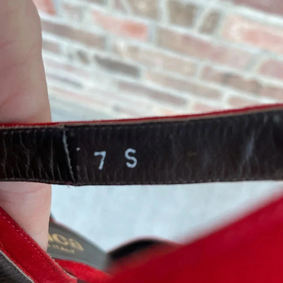Lamica Italian Suede Leather Slingback Block Heel Size 7 Red Classic Round Toe - Picture 7 of 7